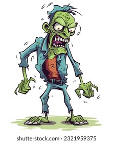 Vector cartoon zombie isolated on white background