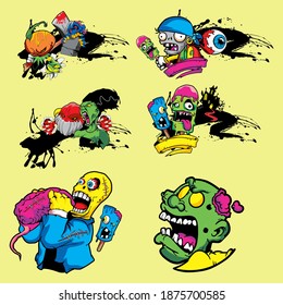 zombies de dibujos animados vectoriales hay seis vectores diferentes