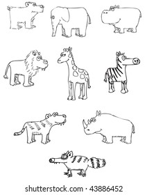 vector of cartoon zoo animals