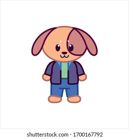 Vector Cartoon Zoo Cute Brown Dog Isolated