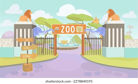 Vector cartoon Zoo illustration with cute animals.