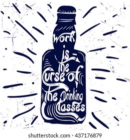 vector cartoon.a bottle of beer for cloth or t-shirt,suitable for greeting cards friends