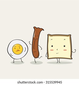 Vector cartoon.Breakfast
