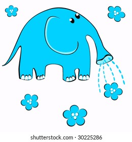 Vector cartoone elephant - greeting cards for baby birthday