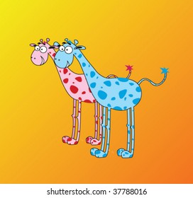  Vector cartoone giraffe - greeting cards for baby birthday