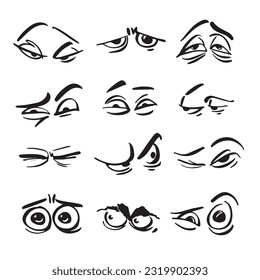Los vectores dibujaban ojos con emociones felices, divertidas, tristes y furiosas por la creación de personajes de historietas