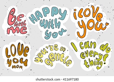 Vector cartooning lettering about love and motivation