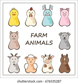 Vector cartoonish farm animals