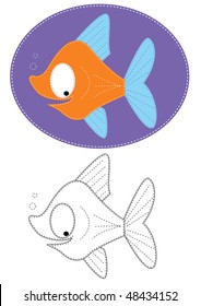 Vector cartoons of  fish. Color applique for sew