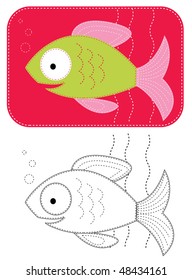 Vector cartoons  fish. Color applique for sew
