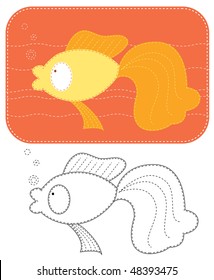 Vector cartoons of gold fish. Color applique for sew