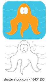 Vector cartoons octopus.Color applique for sew