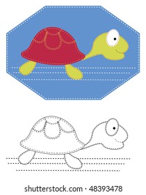 Vector cartoons of turtle. Color applique for sew