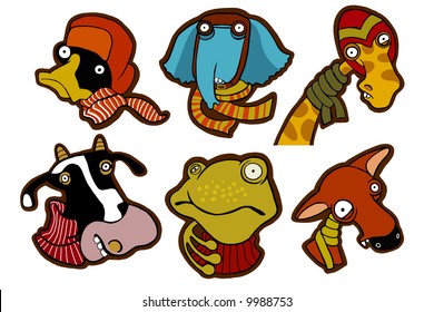 vector cartoons of winter animals
