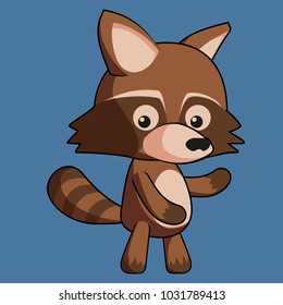 vector cartoon-style cute raccoon character on a blue background