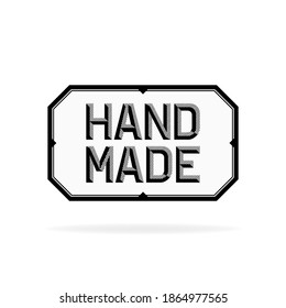 Vector carved style frame with caption Hand made. Vector illustration