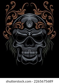 vector carving vintage head skull illustration 1