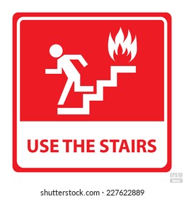 Vector : In case of fire use the stairs sign.Eps10