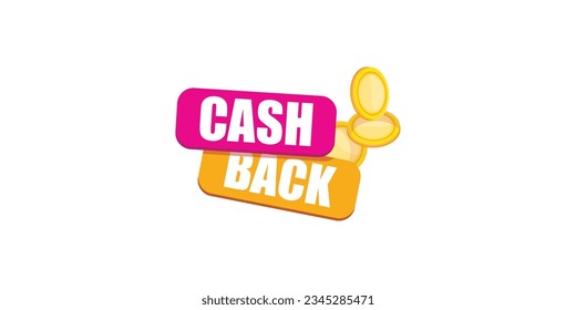 plantilla de diseño de banner horizontal de retorno de efectivo vectorial con icono de cashback y monedas aisladas en fondo blanco. banner horizontal de la etiqueta de devolución de efectivo o devolución de dinero. Insignia de devolución de efectivo