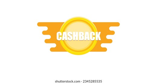 plantilla de diseño de banner horizontal de retorno de efectivo vectorial con icono de cashback y monedas aisladas en fondo blanco. banner horizontal de la etiqueta de devolución de efectivo o devolución de dinero. Insignia de devolución de efectivo