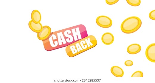 vector cash back horizontal banner design template with cashback icon and coins isolated on white background. cashback or money refund label horizontal banner. Cash back badge