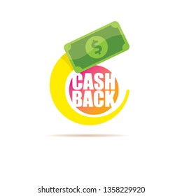 vector cash back icon with dollar isolated on white background. cashback or money refund label or logo