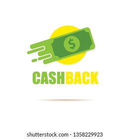 vector cash back icon with dollar isolated on white background. cashback or money refund label or logo