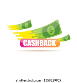 vector cash back icon with dollar isolated on white background. cashback or money refund label or logo