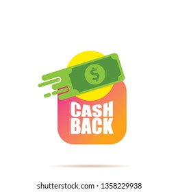 vector cash back icon with dollar isolated on white background. cashback or money refund label or logo