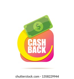 icono vectorial de devolución de efectivo con dólar aislado en fondo blanco. etiqueta o logotipo de devolución o devolución de dinero