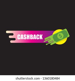 vector cash back icon with dollar isolated on black background. cashback or money refund label or logo