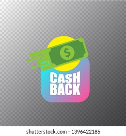vector cash back icon with dollar isolated on transparent background. cashback or money refund label or logo 