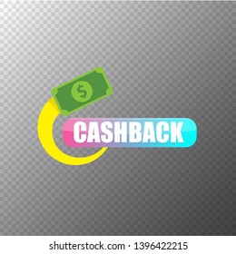 vector cash back icon with dollar isolated on transparent background. cashback or money refund label or logo 