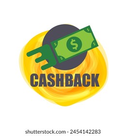 vector cash back icon with dollar isolated on white transparent background. cashback and money bonus refund label or logo