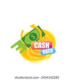 Vector de devolución de efectivo con dólar aislado en fondo blanco transparente.