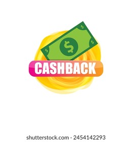 vector cash back icon with dollar isolated on white transparent background. cashback and money bonus refund label or logo