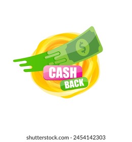vector cash back icon with dollar isolated on white transparent background. cashback and money bonus refund label or logo