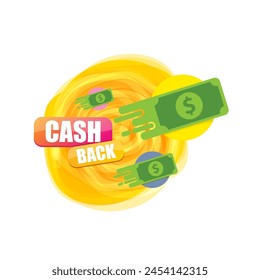 vector cash back icon with dollar isolated on white transparent background. cashback and money bonus refund label or logo
