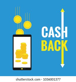 vector cash back icon with golden coins and wallet isolated. cashback or money refund label for banners and web sites