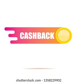 vector cash back icon with golden coin isolated on white background. cashback or money refund label or logo