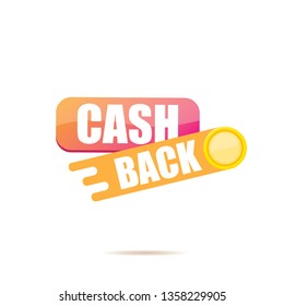 vector cash back icon with golden coin isolated on white background. cashback or money refund label or logo