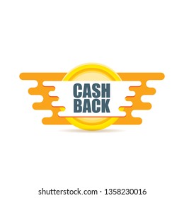 vector cash back icon with golden coin isolated on white background. cashback or money refund label or logo
