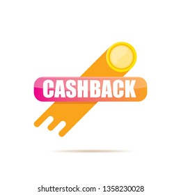 vector cash back icon with golden coin isolated on white background. cashback or money refund label or logo