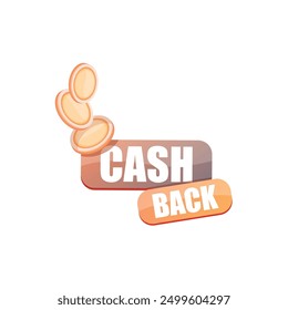 vector cash back icon with golden coin isolated on white background. cashback or money refund label, banner , sign or logo