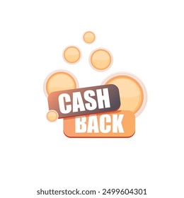 vector cash back icon with golden coin isolated on white background. cashback or money refund label, banner , sign or logo