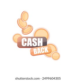 vector cash back icon with golden coin isolated on white background. cashback or money refund label, banner , sign or logo