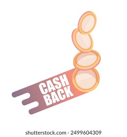 vector cash back icon with golden coin isolated on white background. cashback or money refund label, banner , sign or logo
