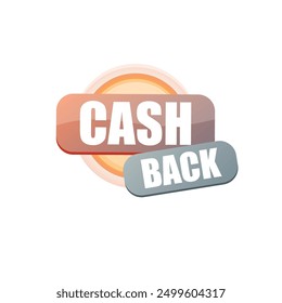vector cash back icon with golden coin isolated on white background. cashback or money refund label, banner , sign or logo