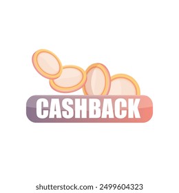 vector cash back icon with golden coin isolated on white background. cashback or money refund label, banner , sign or logo