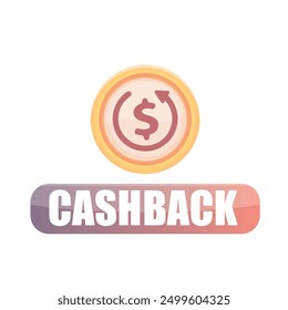 Icono de devolución de dinero en efectivo de Vector con moneda de oro aislada sobre fondo blanco. etiqueta de devolución de dinero o devolución de dinero, Anuncio, signo o logotipo
